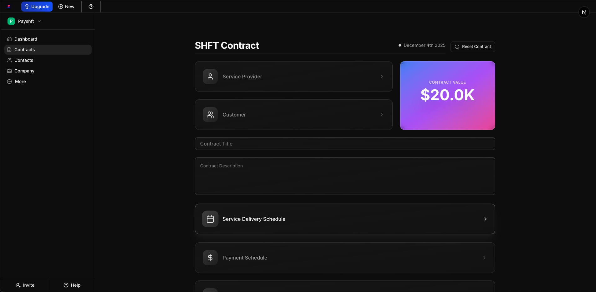 SHFT Contract visualization